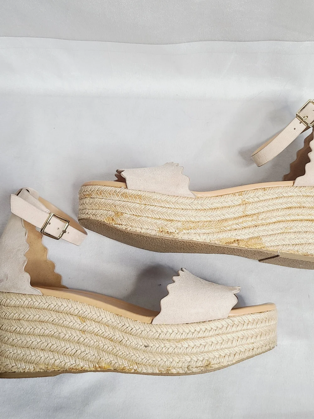 J. Crew Beige Scalloped Espadrille Wedge Sandals
